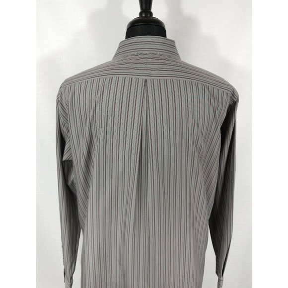 Murano Long Sleeve Dress Casual Shirt Mens 17.5 Neck Gray Purple 23" Chest - Picture 6 of 9